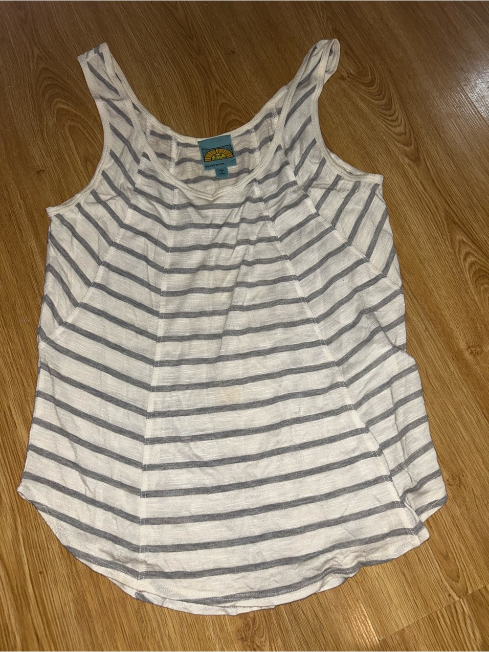 Casual Striped Tank Top - White & Gray